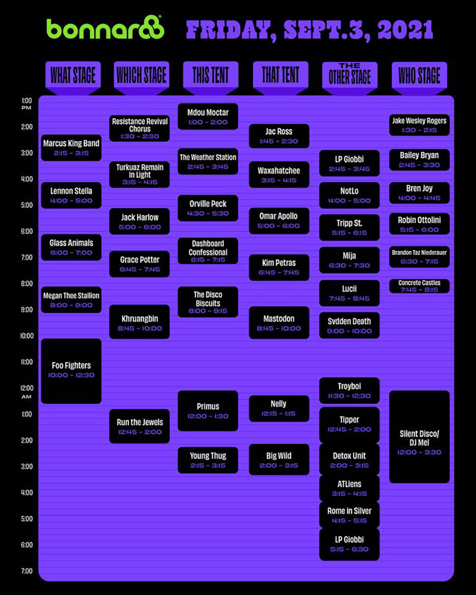 Bonnaroo 2021 schedule